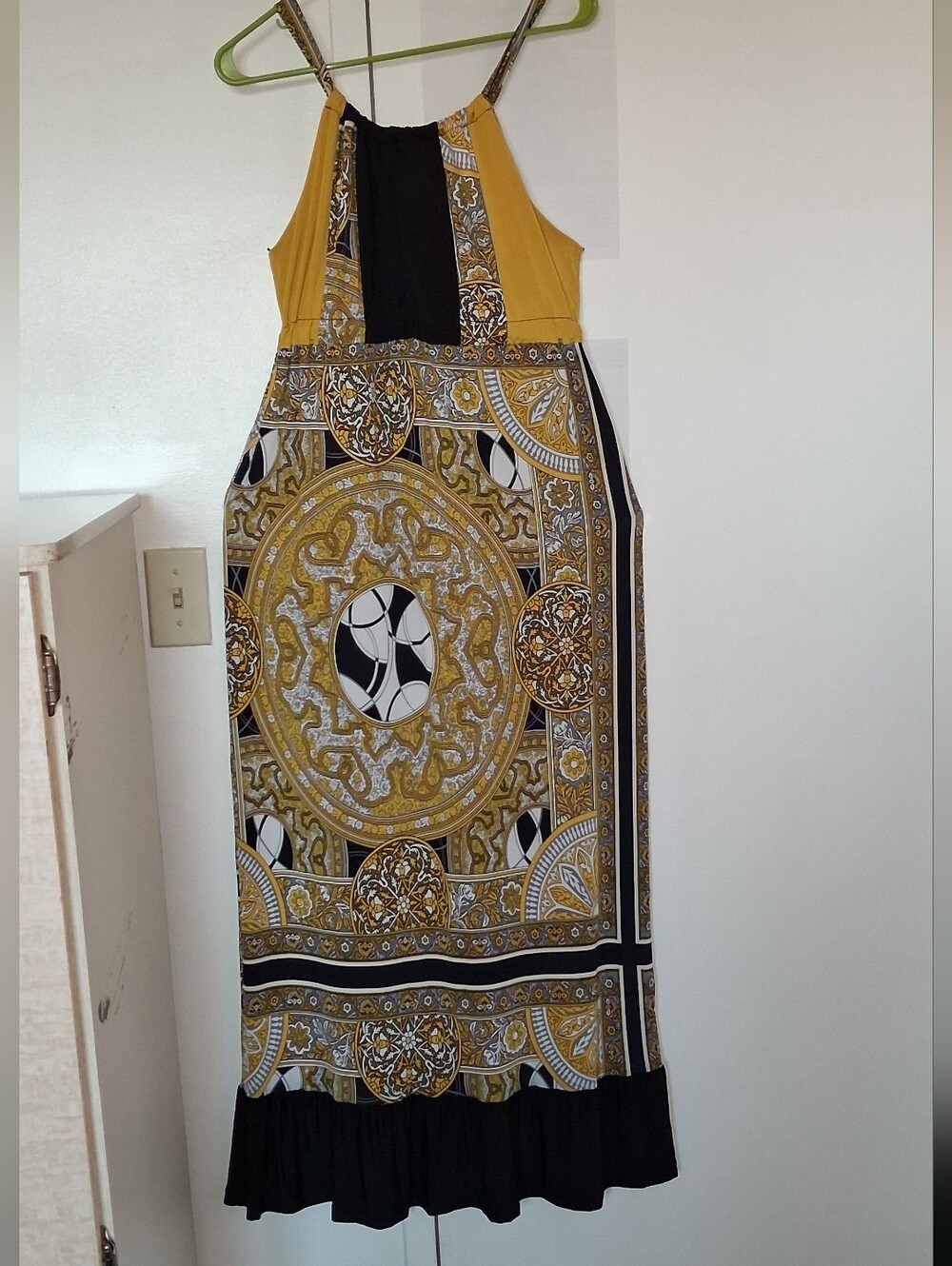 Baby Phat Yellow and Black Maxi Dress SzLarge